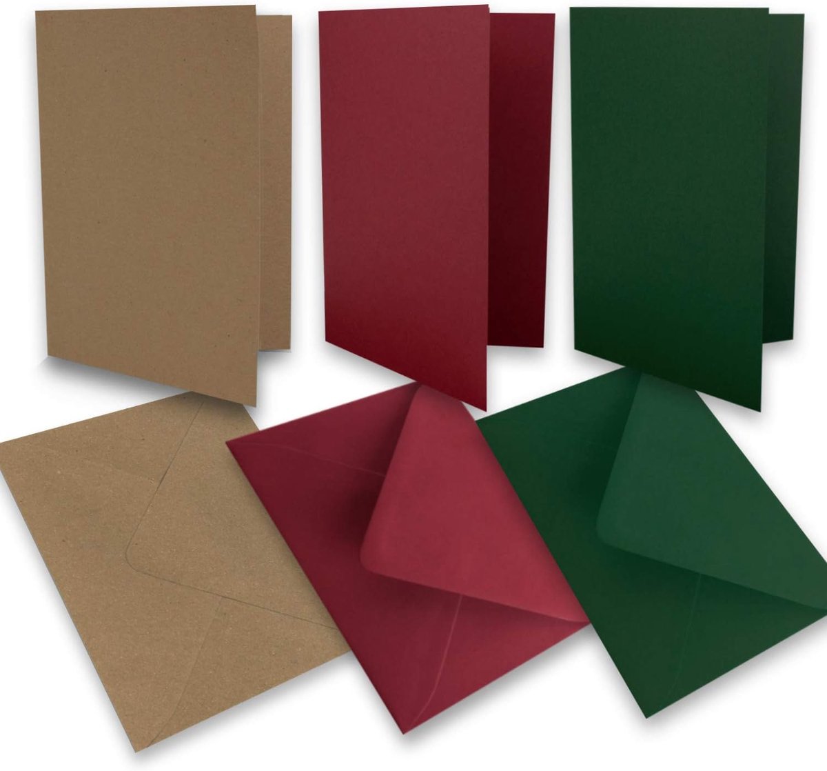 Set van 15 vouwkaarten - DIN A6 - 160 g/m² 220 g/m² - kracht - donkerrood - donkergroen - met enveloppen DIN C6 - 80 g/m² 90 g/m² nat lijmen - 30 delen