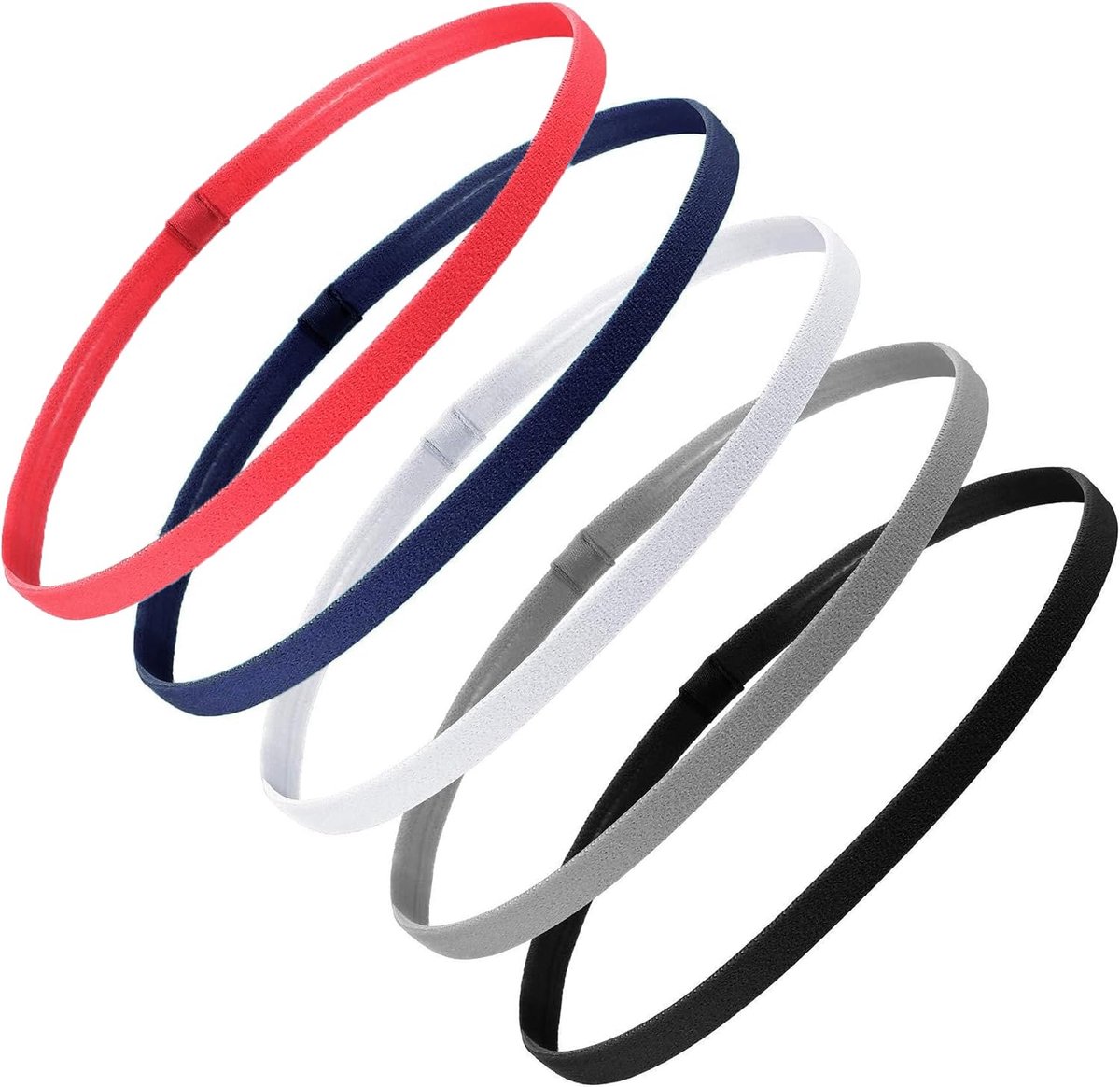 6 stuks haarband voor jongens, sport, haarband voor heren, antislip, dunne haarbanden, hoofdband voor dames, elastische sporthoofdbanden, antislip, dunne zweetbanden voor voetbal, yoga, hardlopen