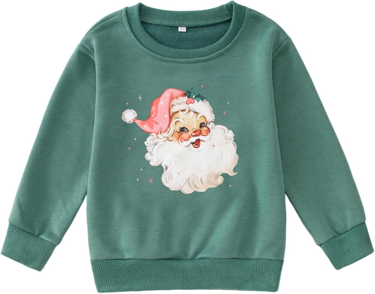 C&M WODRO Kindertrui met kerstman, pullover voor baby's, sweatshirt met kerstmuts, printer jongens en meisjes, kleding, feestelijke kinderkleding, winter, thermoshirt met lange mouwen