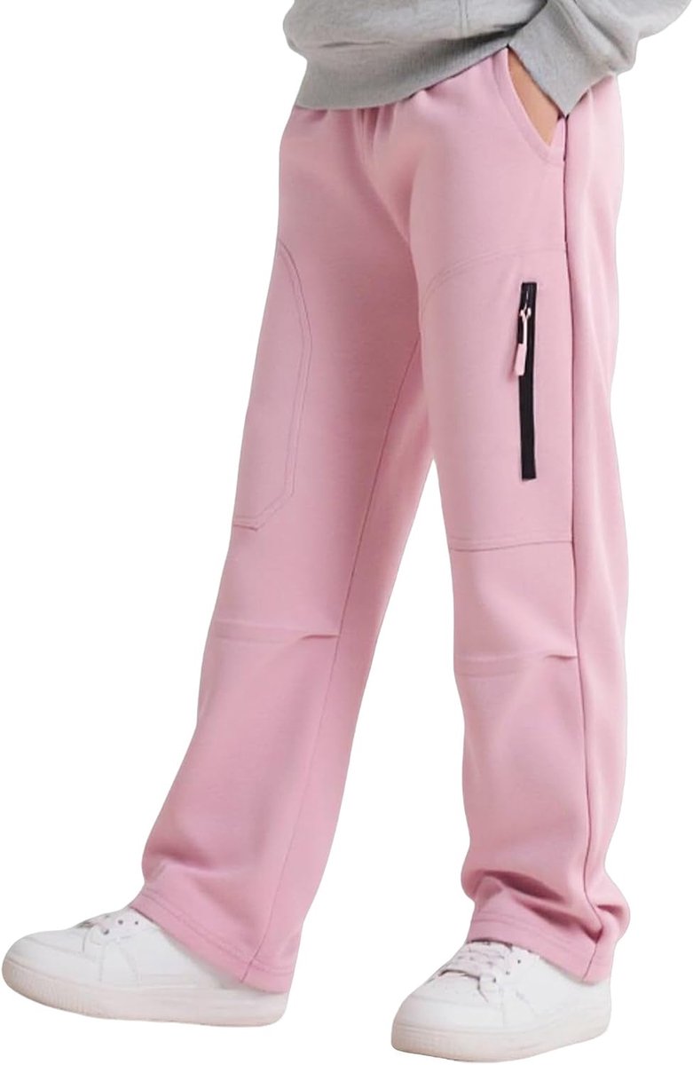 Kinder Katoen Zachte Joggingbroek met Elastische Taille en Zakken Baggy Ademend Koord Cargo Broek Jongens Meisjes Streetwear Vrijetijdsbroek Voor 5-13 Jaar