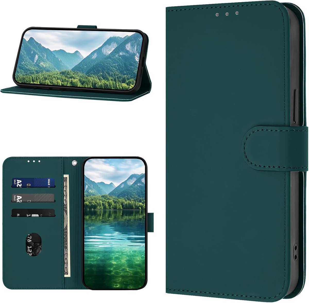 Hoesje voor iPhone 11, Premium PU Bookcase Telefoonhoesje [Kaartsleuven] Beschermhoes Portemonnee, Flip Wallet Case Hoesje voor iPhone 11 (Groen)
