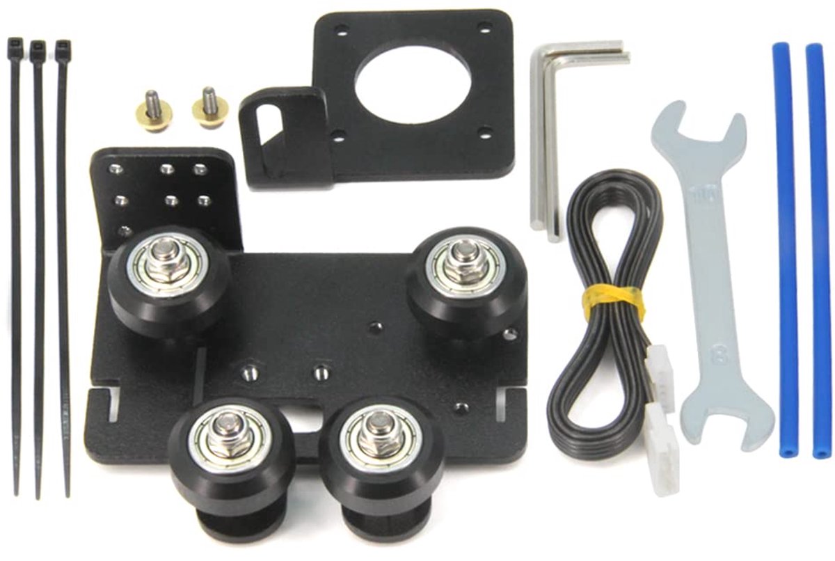 Direct Drive Ondersteuning Aluminiumlegering Plaat met 4 stks POM Katrollen Compatibel met Dual/Single Gear/Titan/BMG Extruder, Gemakkelijk Print Flexibele Filament voor Ender5 Serie (Plaat voor Ender5)