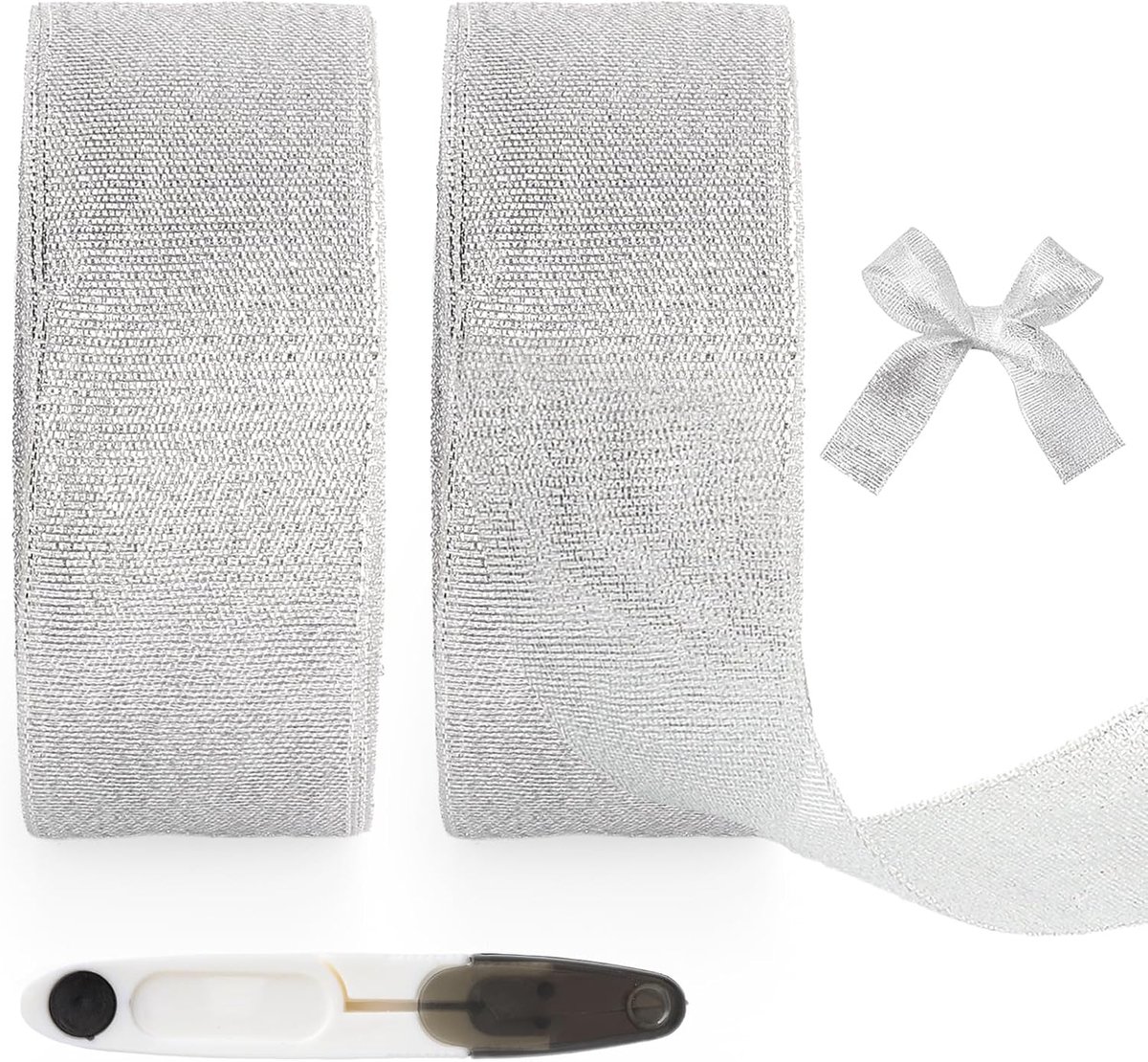 Organza lint, 40 mm breed, 44 meter cadeaulint met glitter, voor geschenkverpakkingen, kunsthandwerk, decoratie voor bruiloften, doop, Kerstmis, feestjes (22 m/rol)