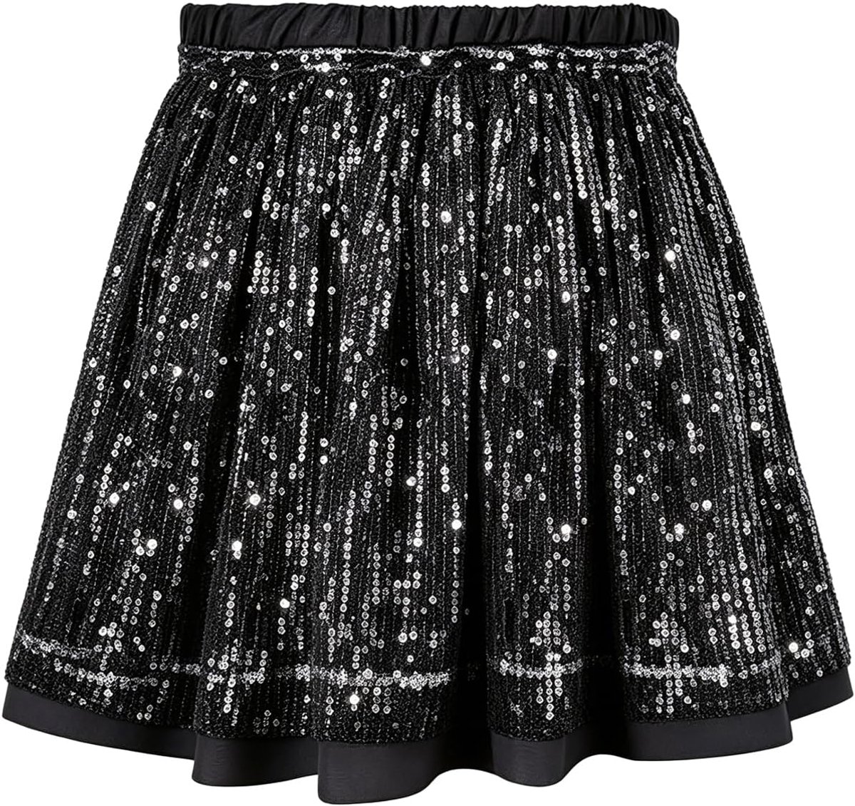 Paillettenrok voor meisjes, glanzend, met elastische taille, prinsessenrok met glitter voor feestjes