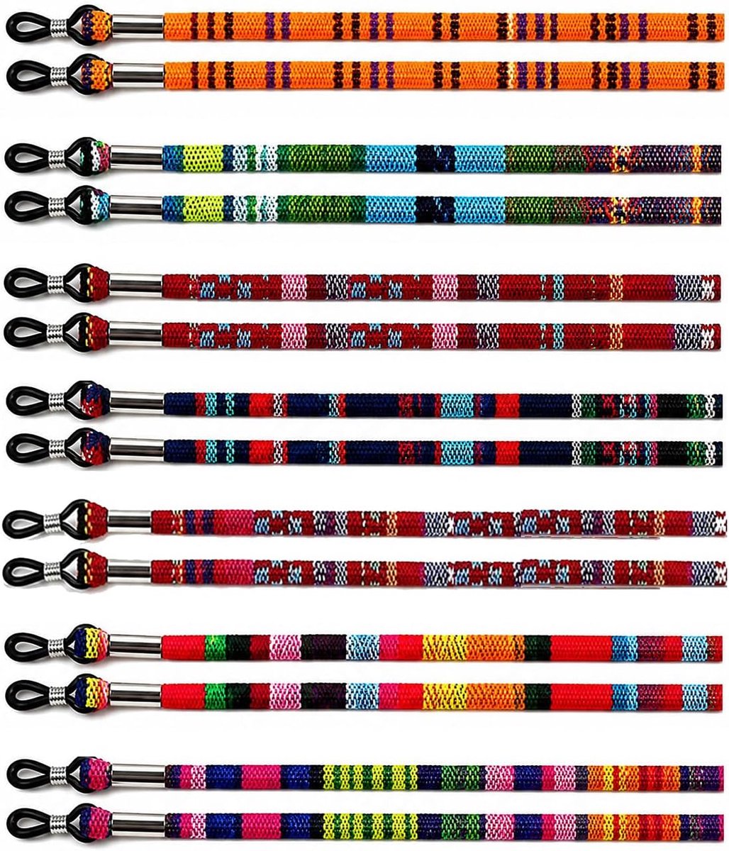 7 stuks brillenriemen, verstelbare riemen, meerkleurig, brilband, antislip, verstelbaar, zonnebril, voor dames, heren en kinderen (70 cm)