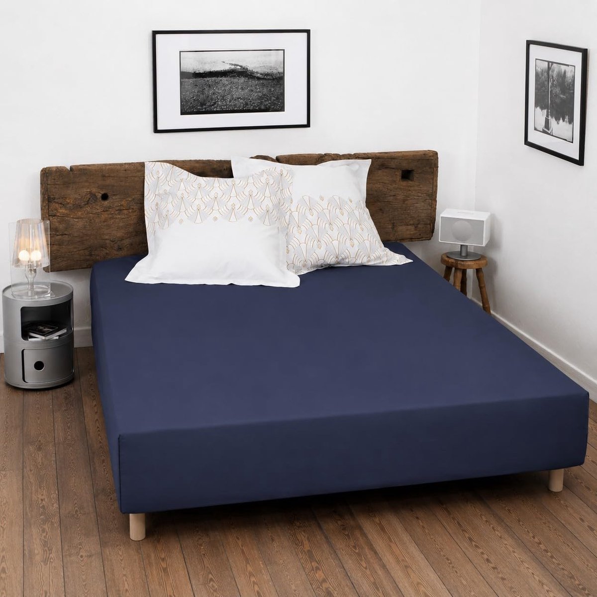 Linge Passion Hoeslaken, 100% katoen, 180 x 200 cm, spanhoogte 25 cm, blauw