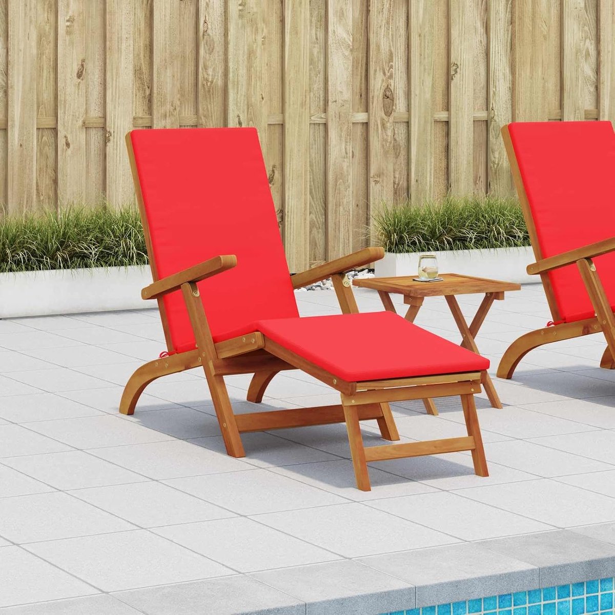 Acaciahout verstelbaar opvouwbaar 55 x 146 x 91 cm Rood