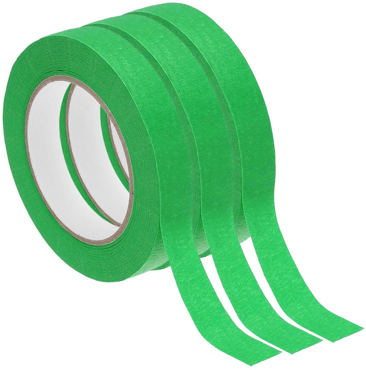 20 m x 1,9 cm crêpepapier, plakband, groen, 3 rollen, universele schildertape, zelfklevend, schildertape, afplakband voor schilderwerk, decoratie, voor het schilderen, lakken, renoveren