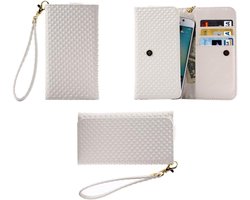 Premium Case met Design Pearl Grid Textuur met Kaartsleuven & Lanyard voor Intex Aqua Speed - Wit