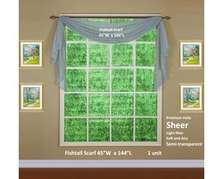 Curtain Emelia Original Voile Sjaal 144", Grijs, 45" B x 145" L