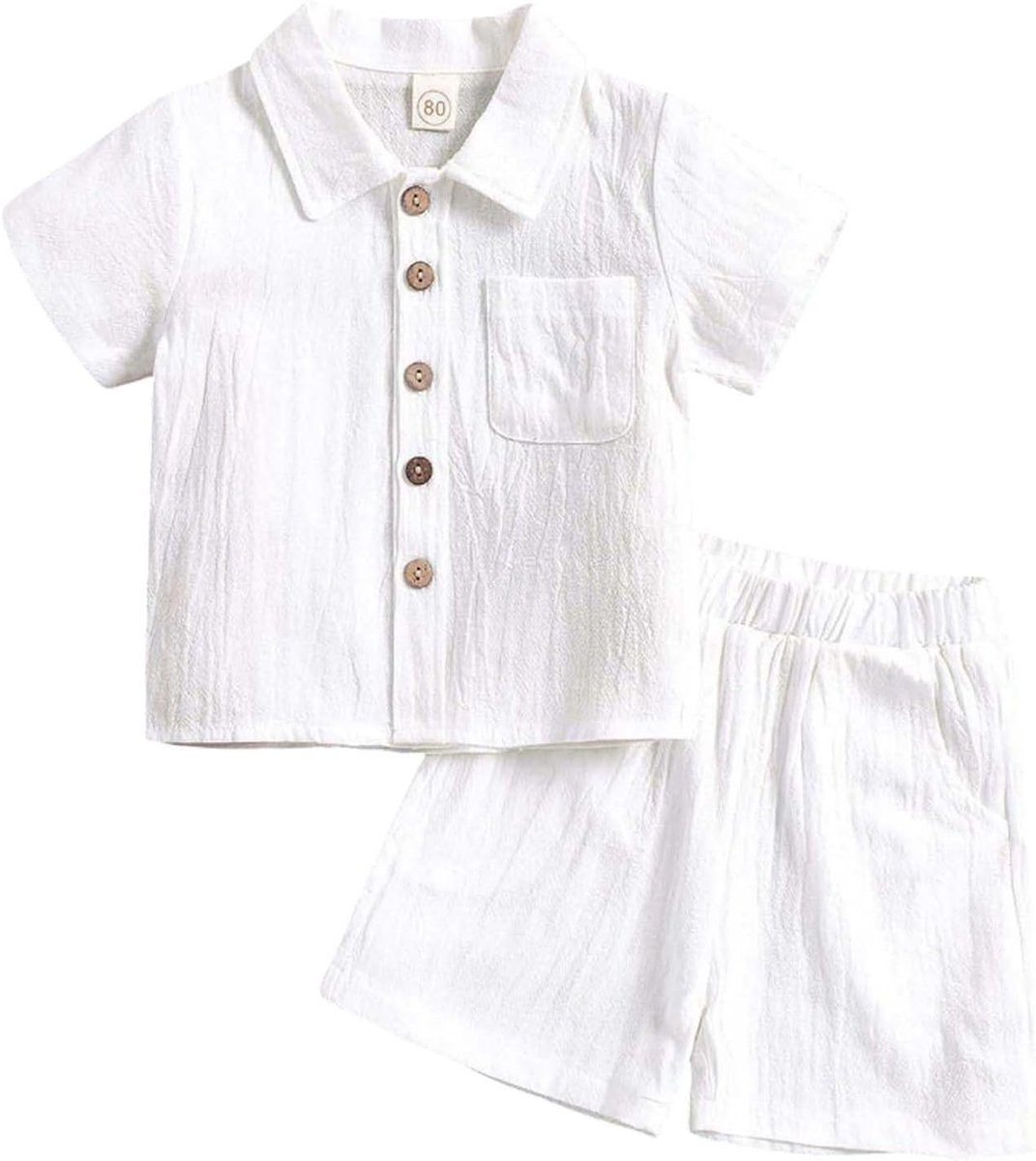 Zomeroutfit voor jongens, linnen overhemd en shorts, vrijetijdskleding voor peuters, dagelijks gebruik, ademend en comfortabel, tweedelige outfit voor kinderen