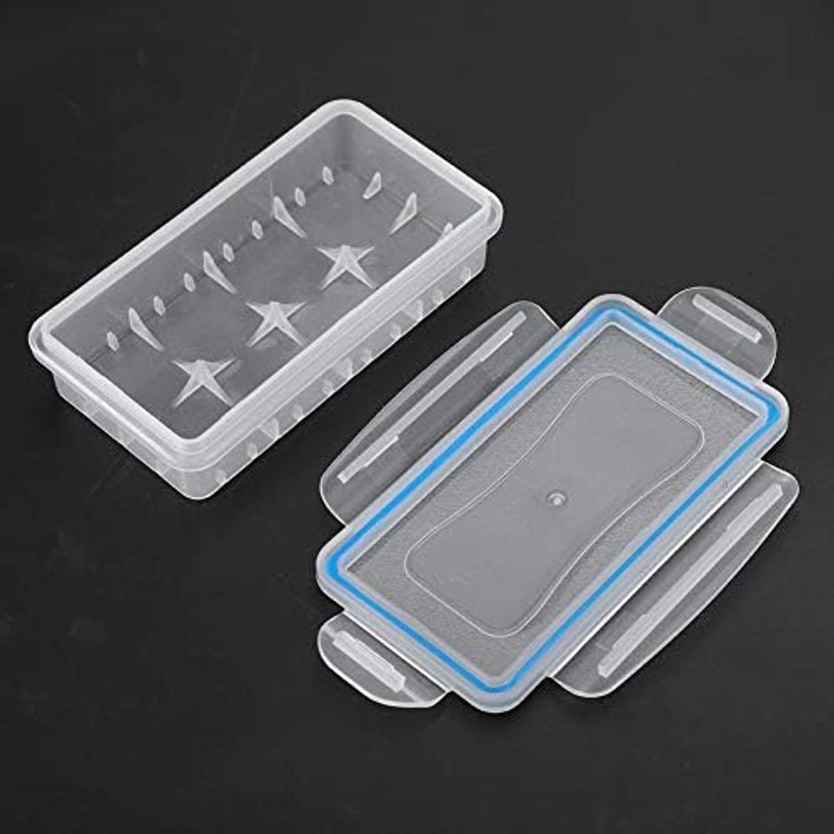 2PCS batterij opbergkoffer, doorzichtige plastic batterij opslag houder organizer box, waterdichte batterij opslag containers voor batterijen/16340 batterijen/CR123A batterijen