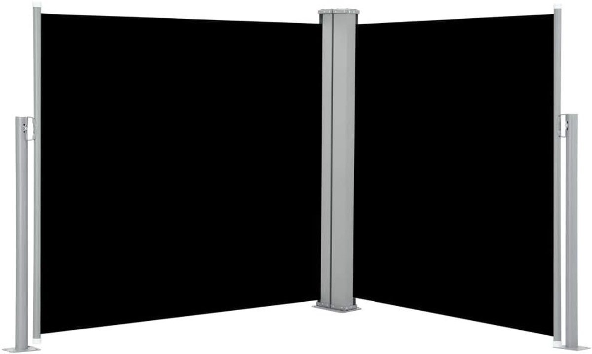Uittrekbare zijmarkies, uittrekbaar, ondoorzichtig, inkijkbescherming en windbescherming, zijrolgordijn, balkon voor balkon en terras, camping, tuin, inkijkbescherming, zonwering, zwart, 100 x 600 cm