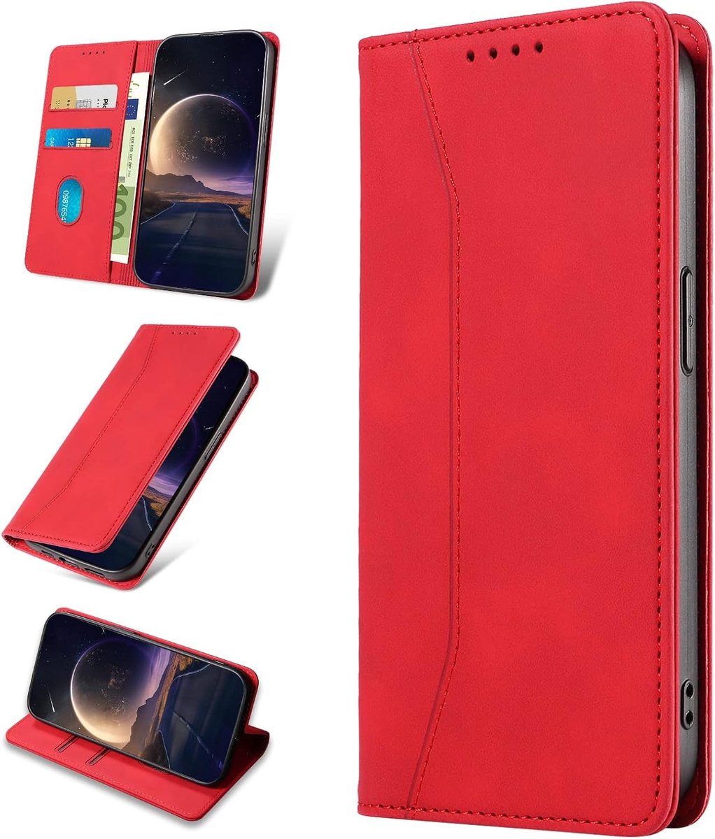 Hoesje voor iPhone 11 Pro, Hoogwaardige Kunstleren Bookcase Hoes met Pasjeshouder, Telefoonhoesjes Wallet Case voor iPhone 11 Pro (Rood)
