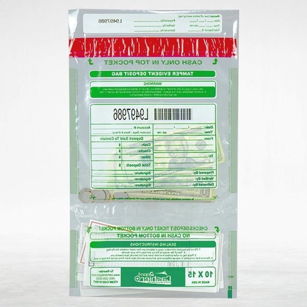 Bank Deposit Bags - Geldzakken Veiligheid - Geld Transport - Tamper Evident - 10 x 15 inch - Transparant