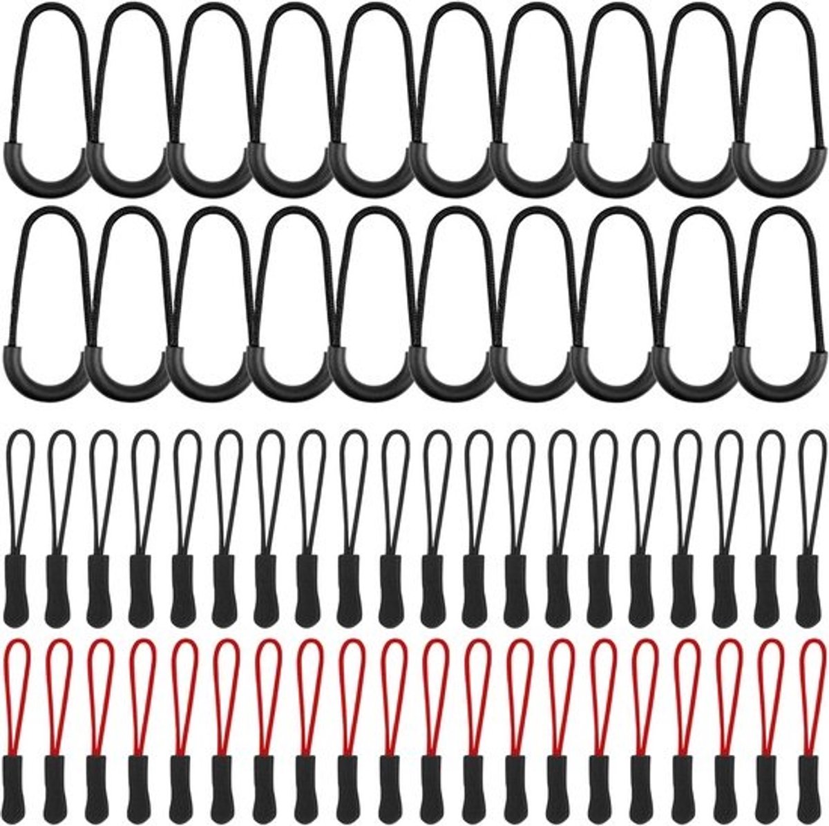 60 stuks Ritssluiting Hangers Vervanging Trekkoordsluitingen Zwart