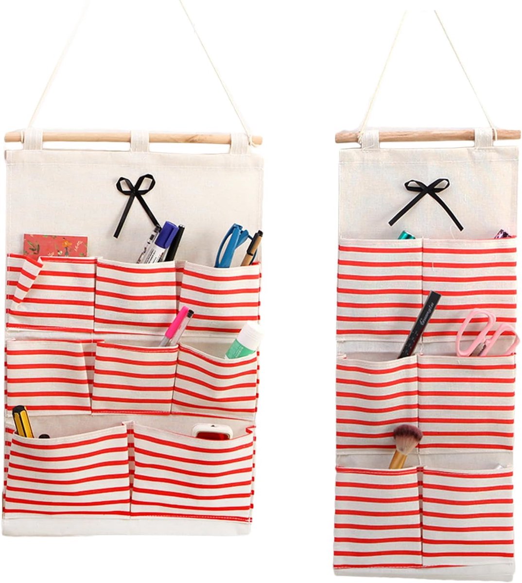 2 Stuks Hangende Muurdeurorganizer, Hangende Tas, Hangorganizer voor Deur, Deur Muur Pocket voor Slaapkamer, Kantoor, Badkamer (Rood)
