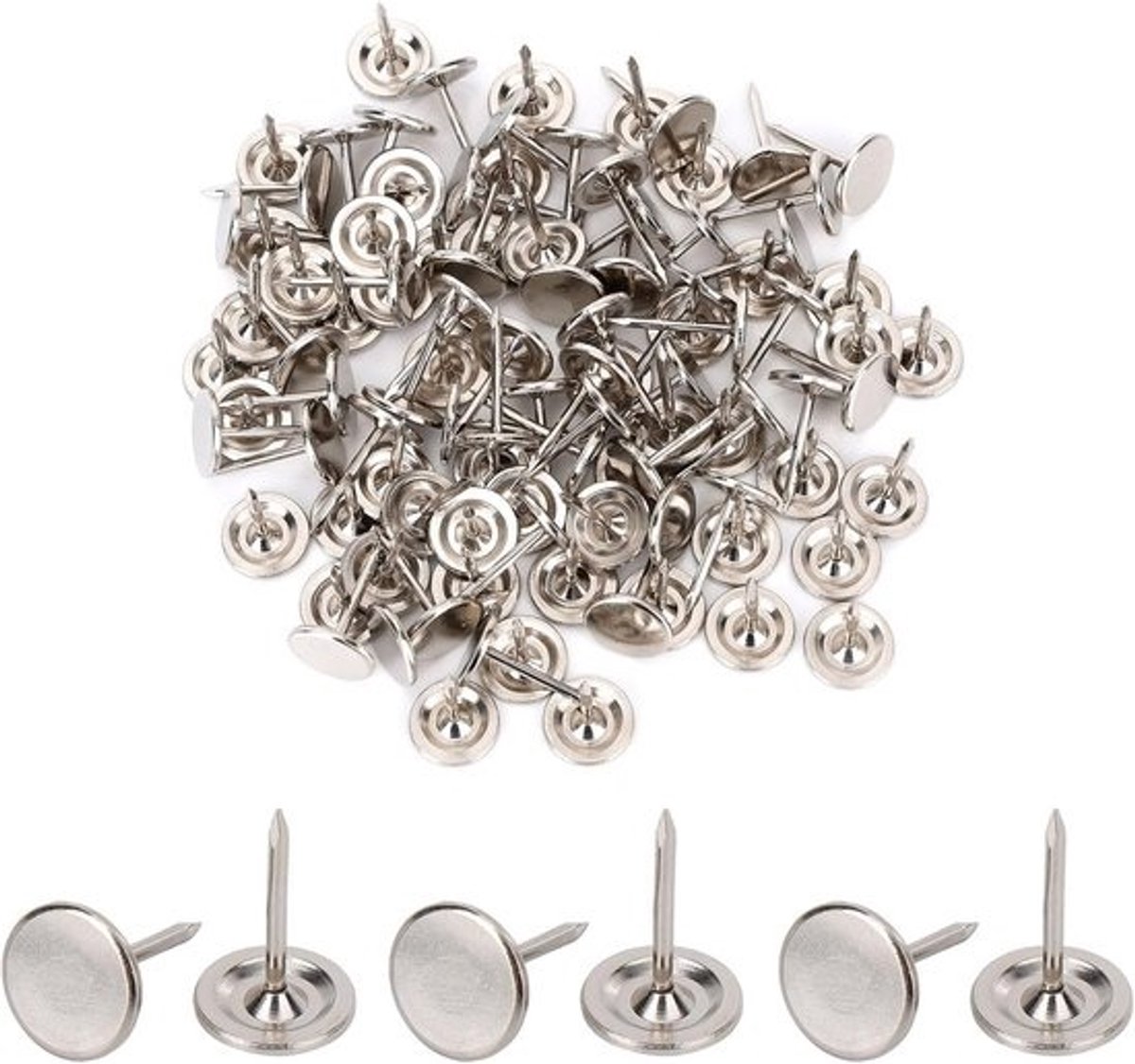200x Zware Duimnagels Zilver - Platte Punaise voor Prikborden en Ophangen