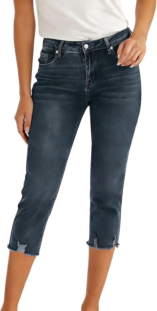 Productcategorie casual damesbroek: stijlvolle alledaagse broek met elastische capri-vorm, enkellang, comfortabel en veelzijdig inzetbaar