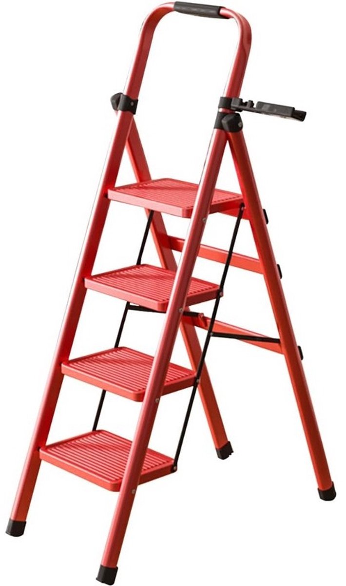 Inklapbare trapladder met leuning - 4 treden - Antislip en ruimtebesparend - Geschikt voor keuken en huishouden - Belastbaarheid tot 150 kg
