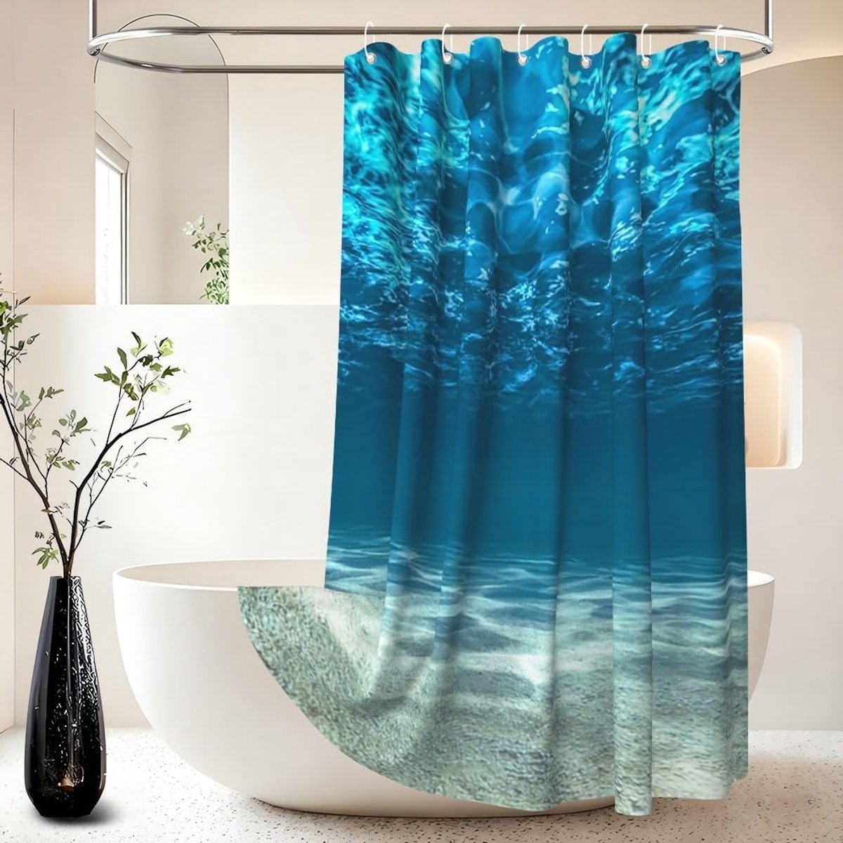 douchegordijn blauw oceaan onderwater zee douchegordijn natuur onderzeese wereld douchegordijn diepzee badkamer gordijn machine wasbaar waterdichte stof 90 x 180 cm