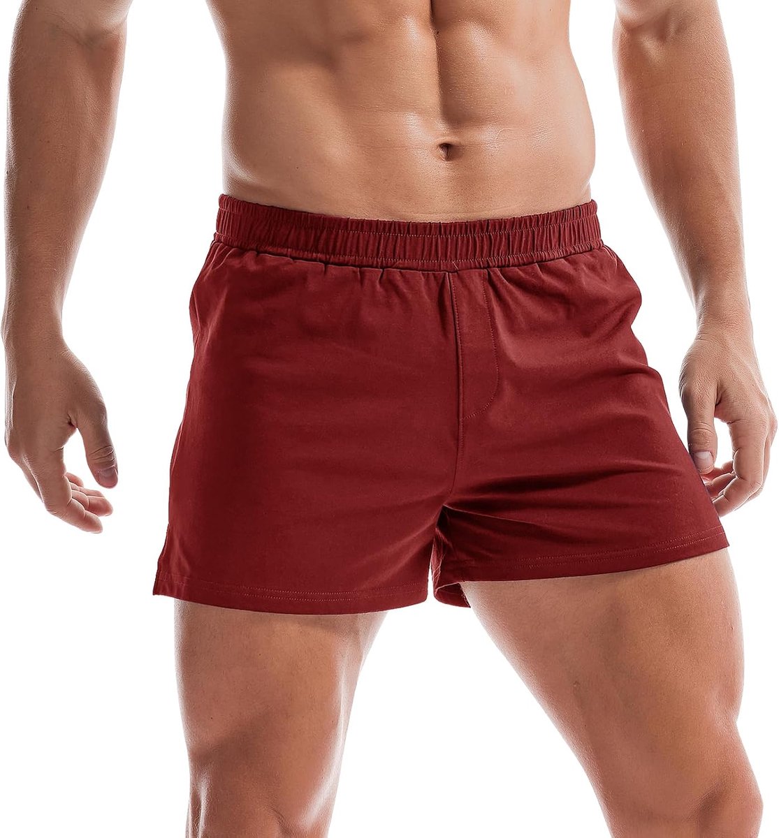 Coulee Slaapbroek voor heren, kort, katoen, 7,5 cm, lichte pyjamabroek voor heren, korte zijsplitten, shorts