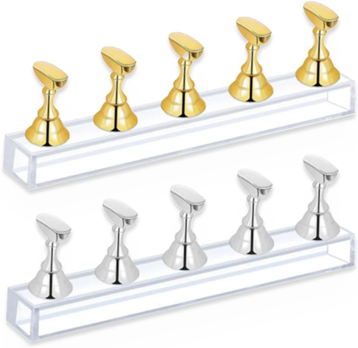 2 sets magnetische displaystandaard voor nageloefeningen, acryl, nagelstandaard, doe-het-zelf nagelkunststandaard, magnetische nagelstandaard, standaard voor het oefenen van nagelpunten (B)