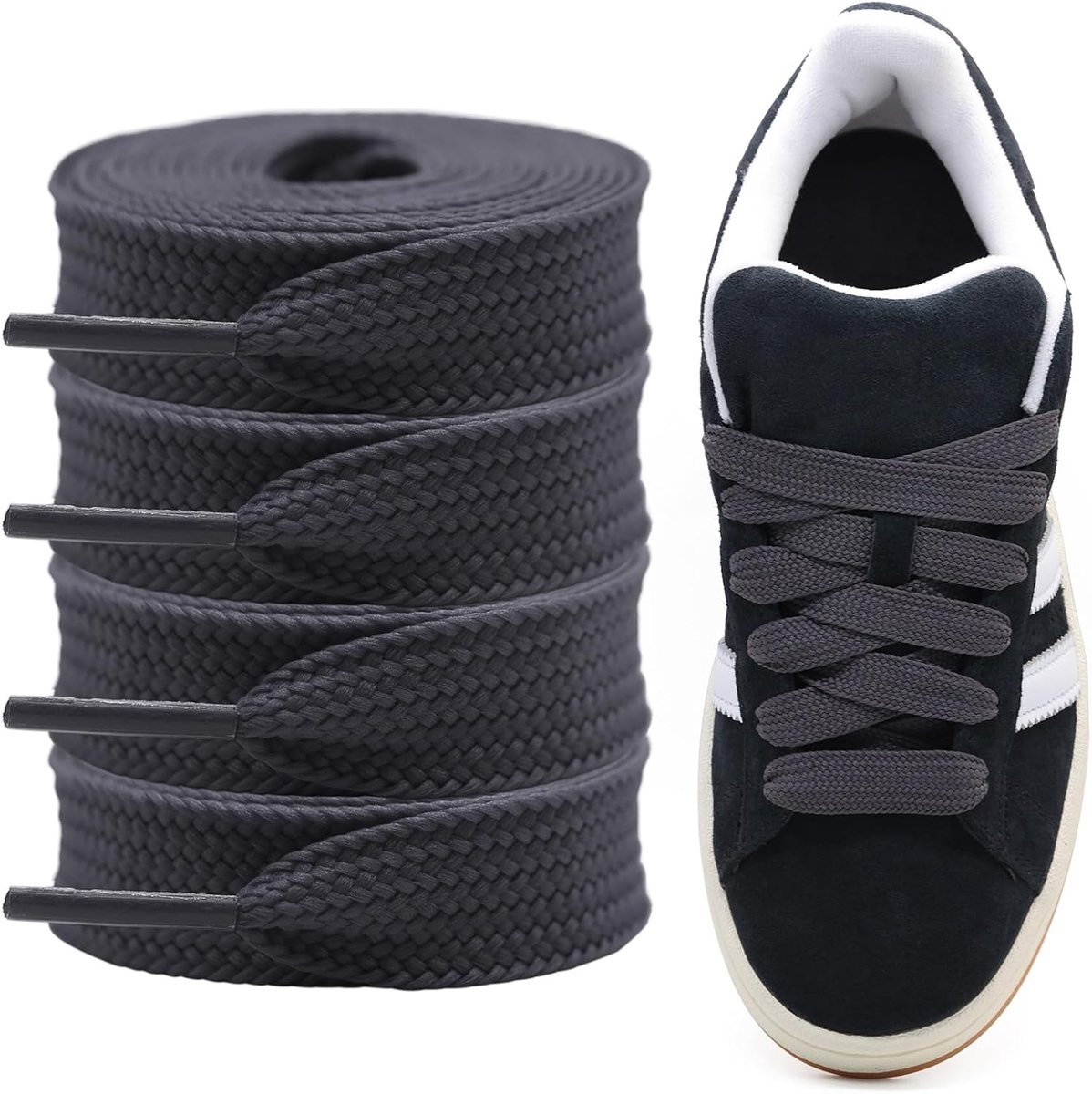 Veters voor Adidas Campus 00s, 2 Paar Pack 15mm Dikke Platte Brede Jumbo Veters, Vervangingsveters voor Sneakers