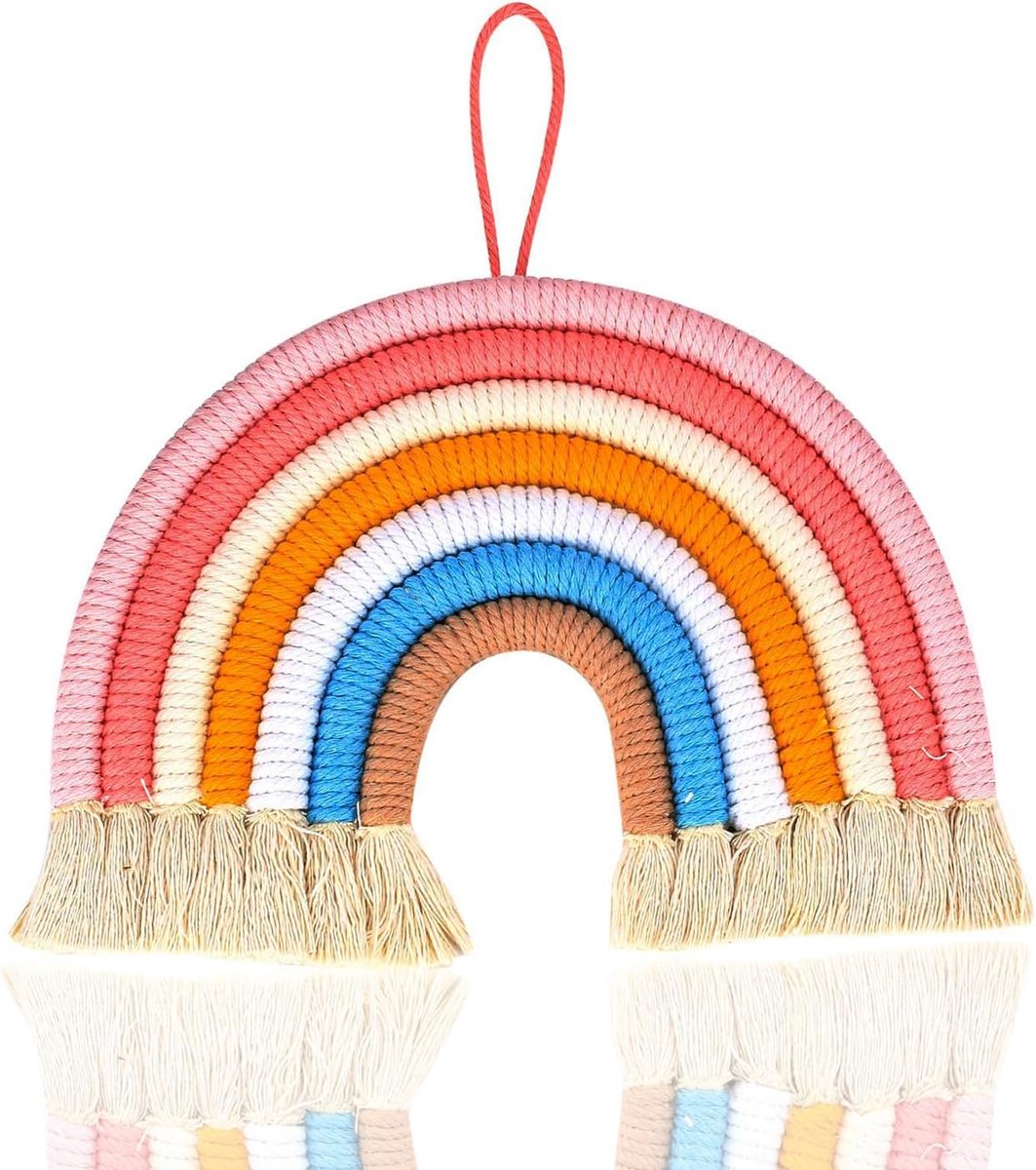 Muur Opknoping Decoratie, Hand Geweven Tapestry Macrame Mooie Regenboog Hanger Ornament Kwekerij, Slaapkamer, Huis, Kinderen, Meisjes Weven Decor