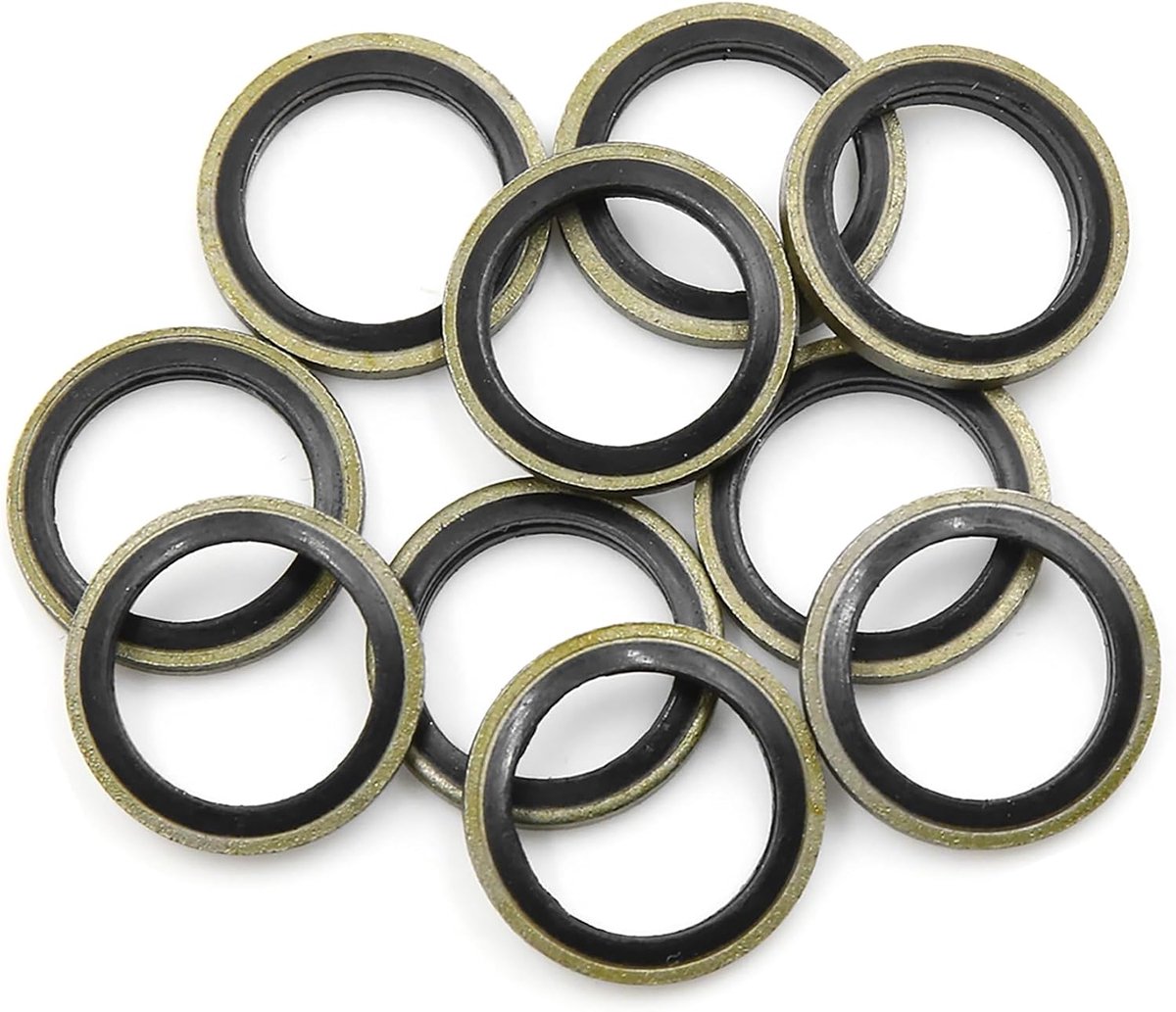 ABSOPRO Afdichtringen voor motorolie aftappluggen 14 mm ID, 20 mm OD (10 stuks)