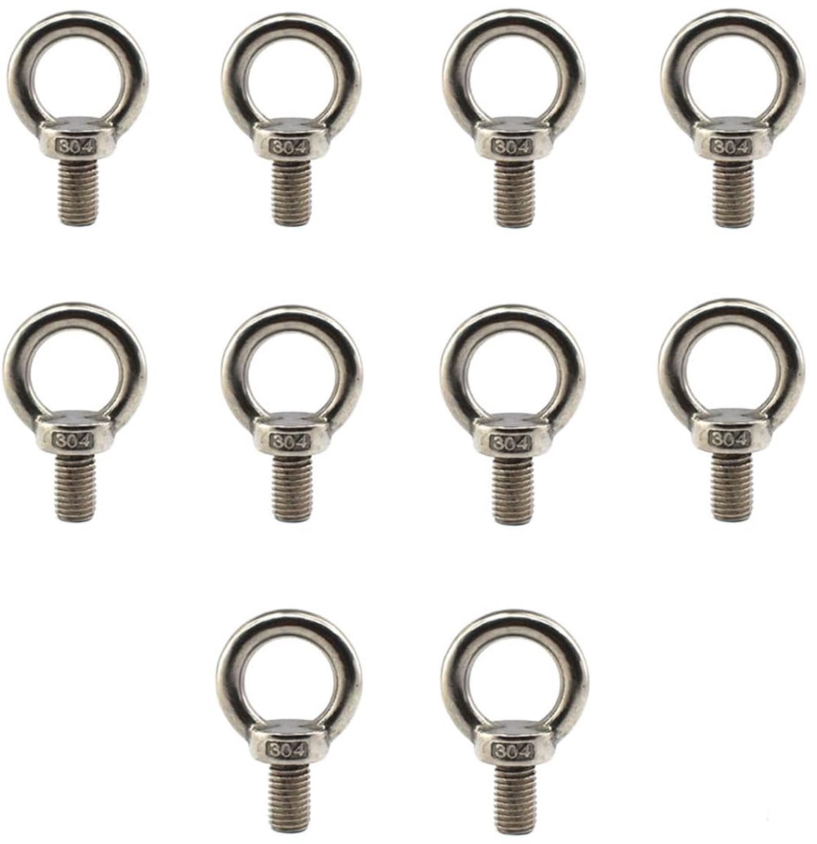 Dailygoods- Hefringen 10 Stuks - Roestvrij Staal 304 - Corrosiebestendig - Nauwkeurige Schroefdraad - Zilverkleurig - Voor Ophangen en Optillen - Oogb