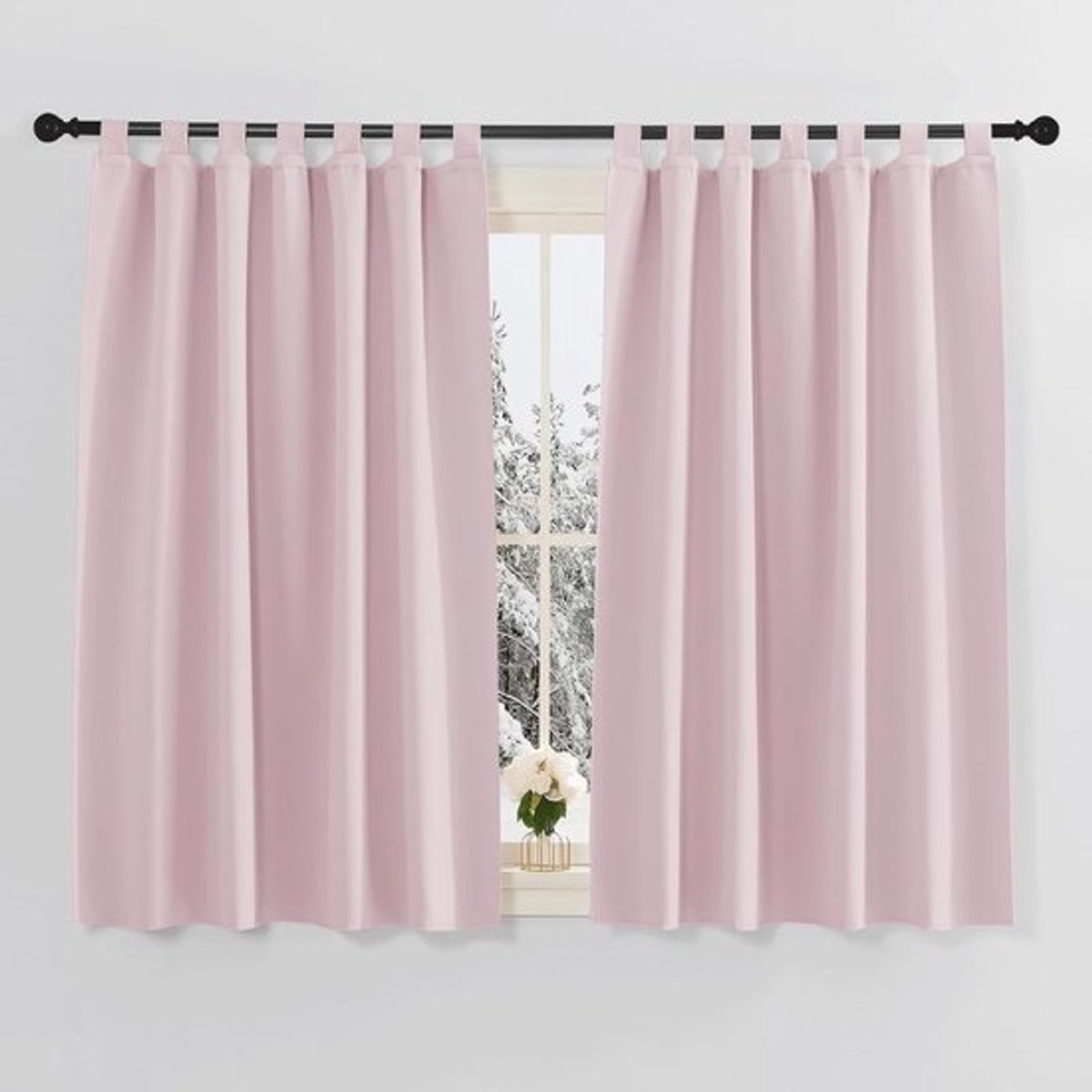 Roze Ondoorzichtige Gordijnen met Lussen voor Slaapkamer en Woonkamer - Thermische Isolatie, 140x145 cm, 2 Stuks