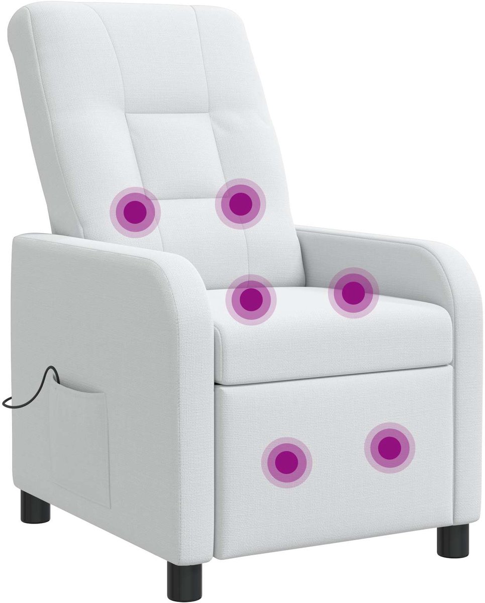 vidaXL Massage - Relaxstoel - Wit - Stof