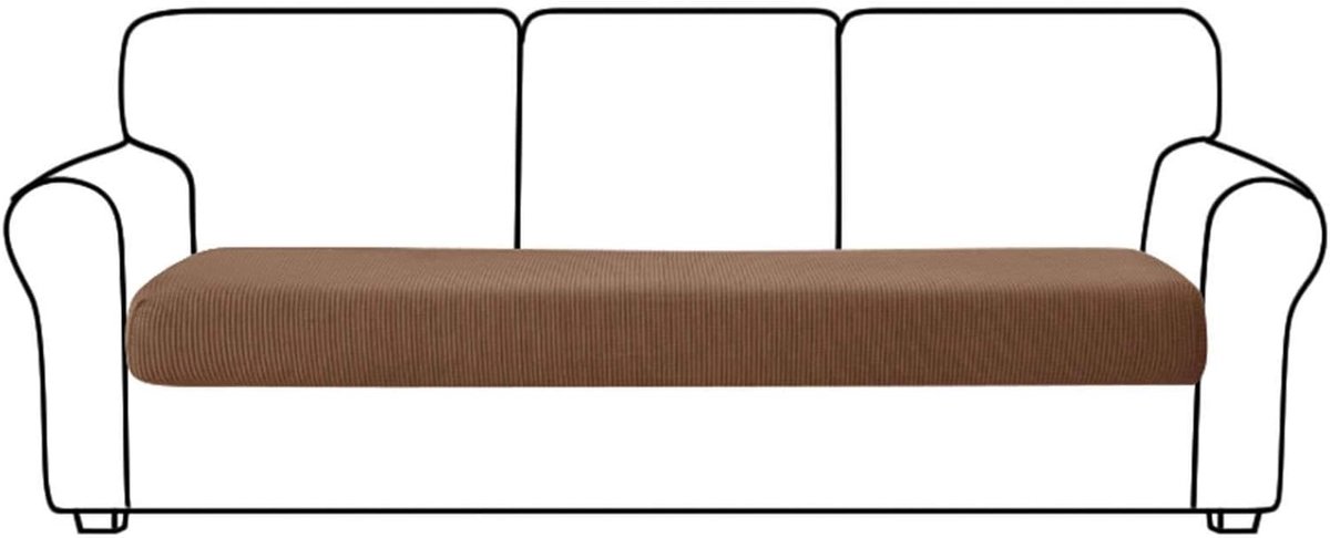 bank kussenhoes voor 2 kussens,bankkussen meubelbeschermer 1 stuk polyester spandex zitkussenhoes met elastische onderkant hoes voor stoel-bruin-3-zits