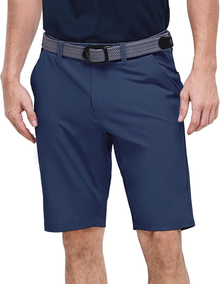 Shorts voor heren, UPF 50+ stretch, Dry Fit, golfshorts, 28 cm, bermuda shorts, lichte sneldrogende korte broek met zakken voor golfen