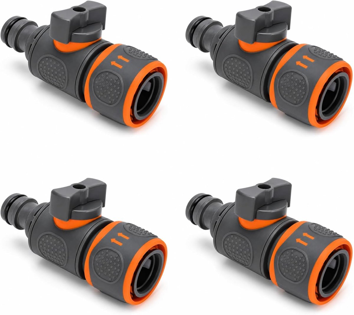4 stuks slangkoppelingen met regelventiel 1/2 inch DN15 tuinslangconnector met afsluitventiel, slangaansluiting met regelventiel, afsluitkraan, koppeling voor tuinslang, irrigatiesysteem