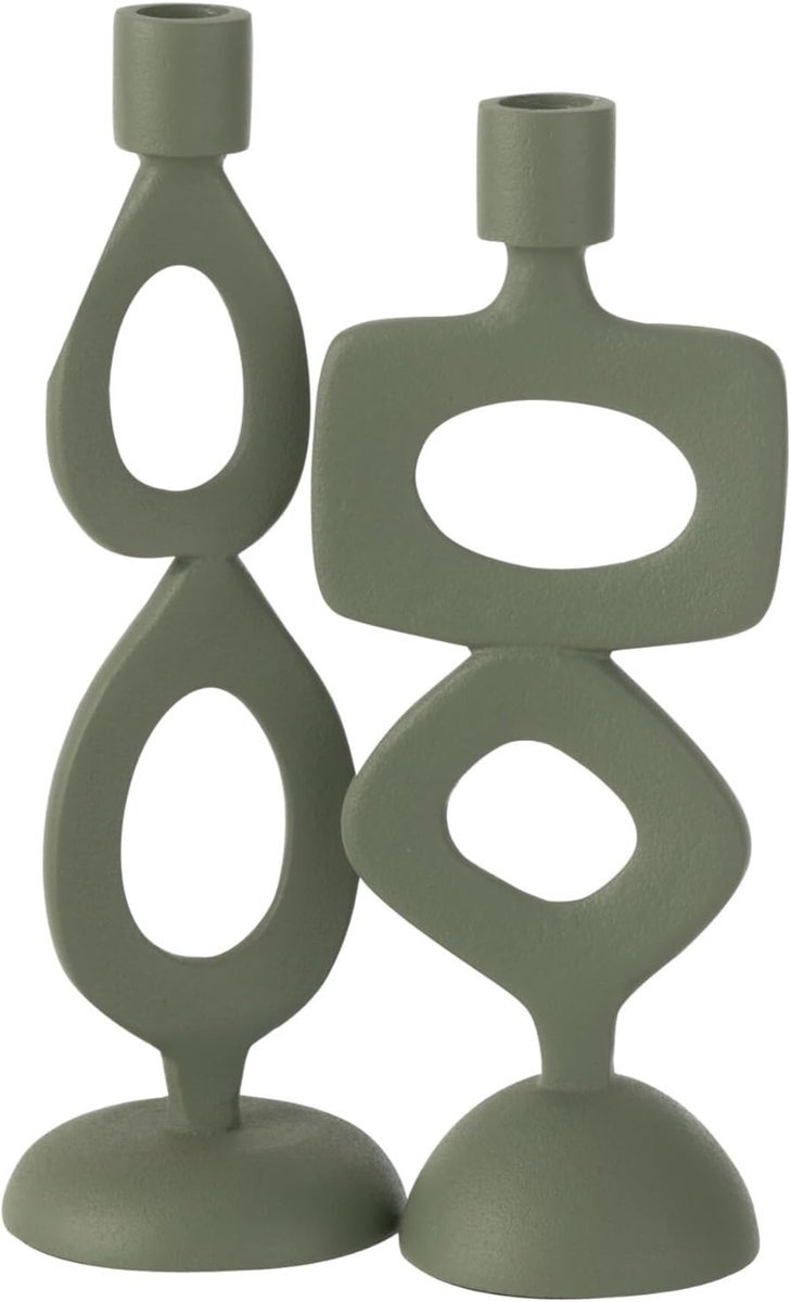 Kaarsenhouder ringen, aluminium, groen, 2 stuks
