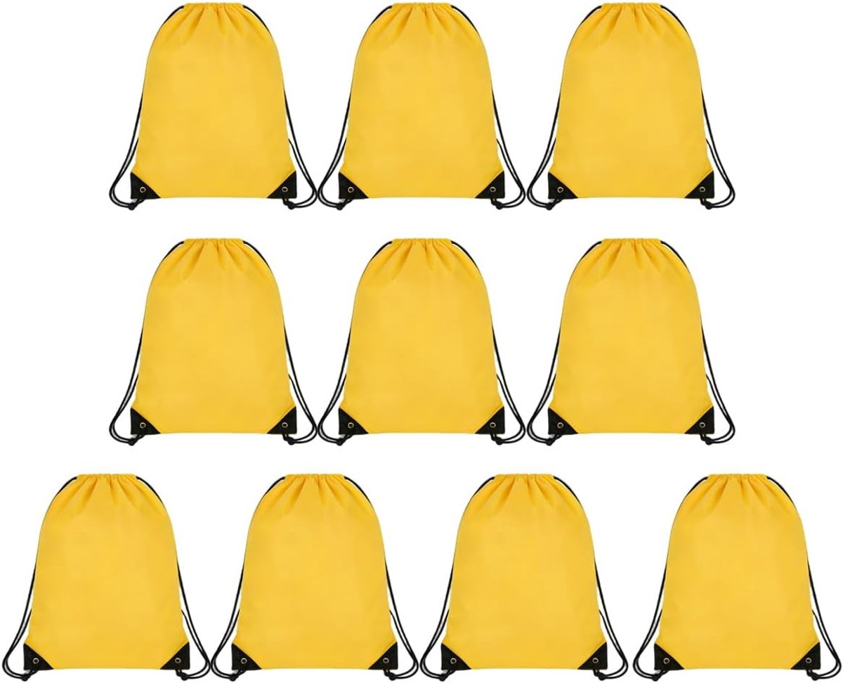 1 Stks Trekkoord Tassen Rugzak, Trekkoord Tas voor Gym, School, Reizen, Picknick, Sport, Strand Opslag voor Meisjes Jongens, Geel, M, Tassen met trekkoord