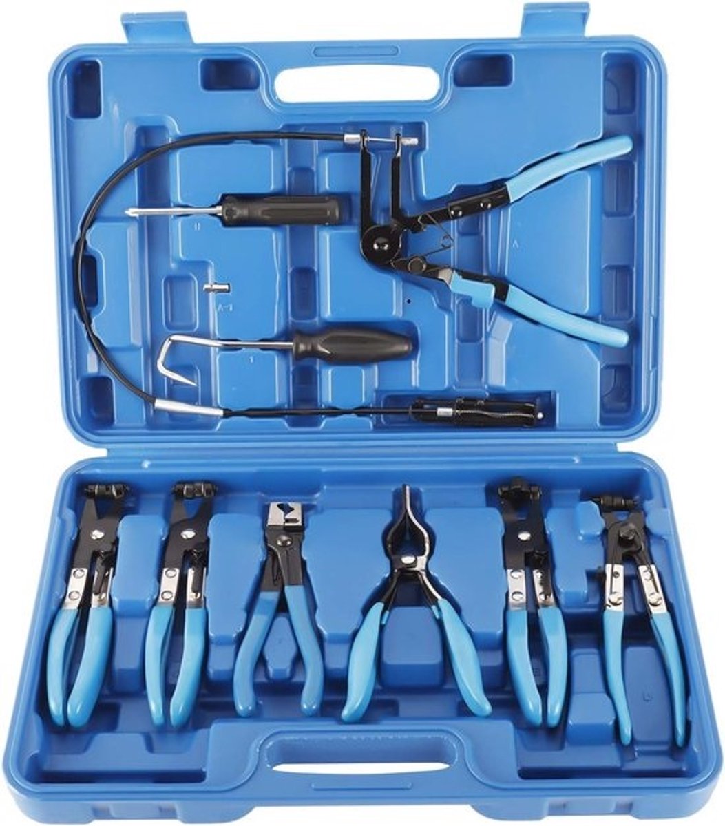 Slangklem Tangenset - Gereedschap Set - Motor Demonteren - Grote Reikwijdte - 9 Delig - Blauw