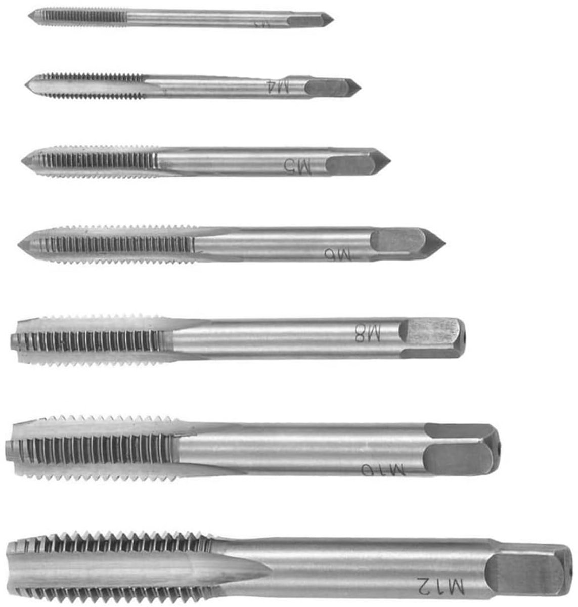 Sylen HSS-tapset 7-delig metrisch M3 M4 M5 M6 M8 M10 M12 draadsnijgereedschap