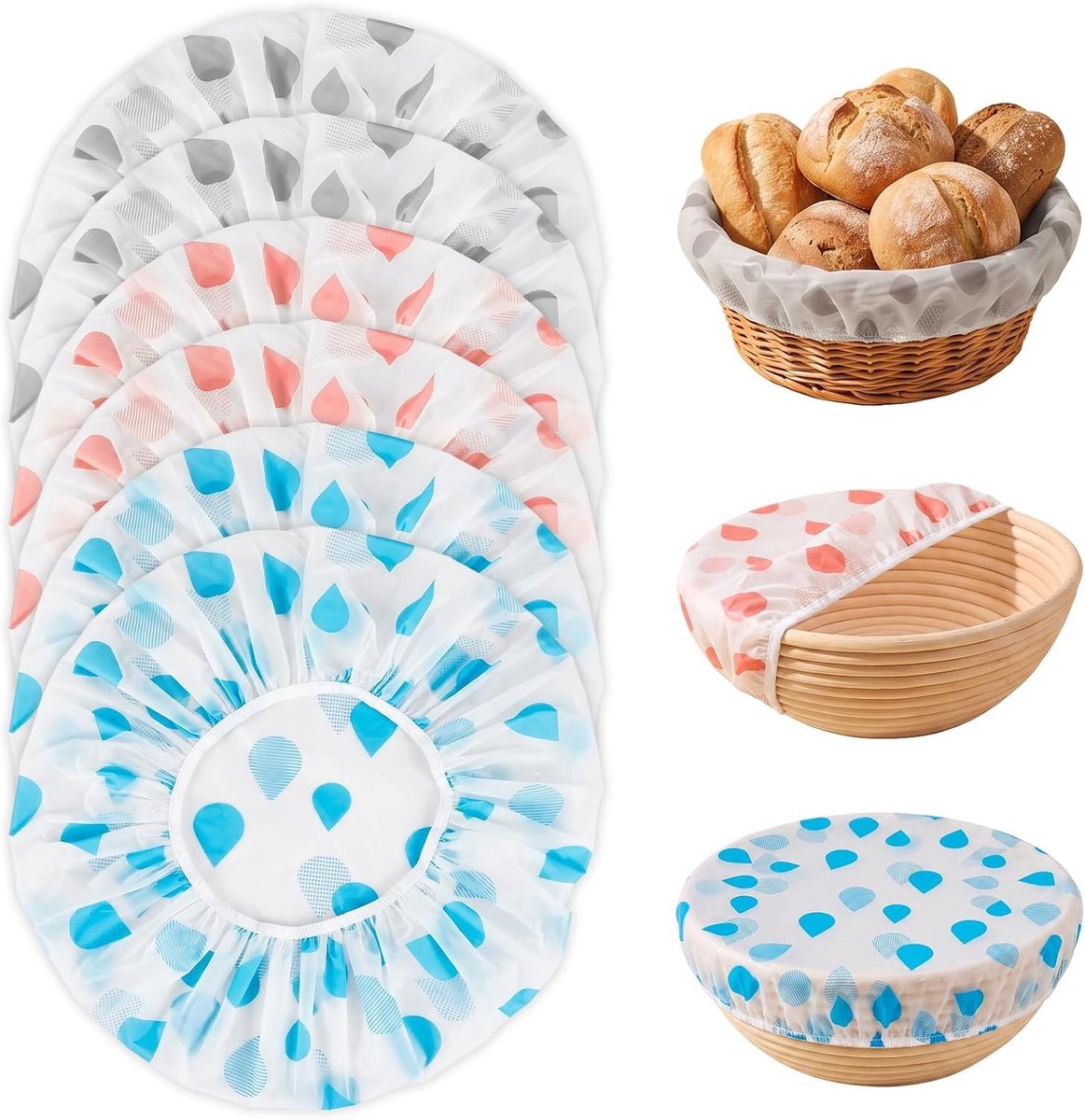 Set van 6 Elastische Voedselbedekkingen voor Fermentatie en Bewaring van Eten