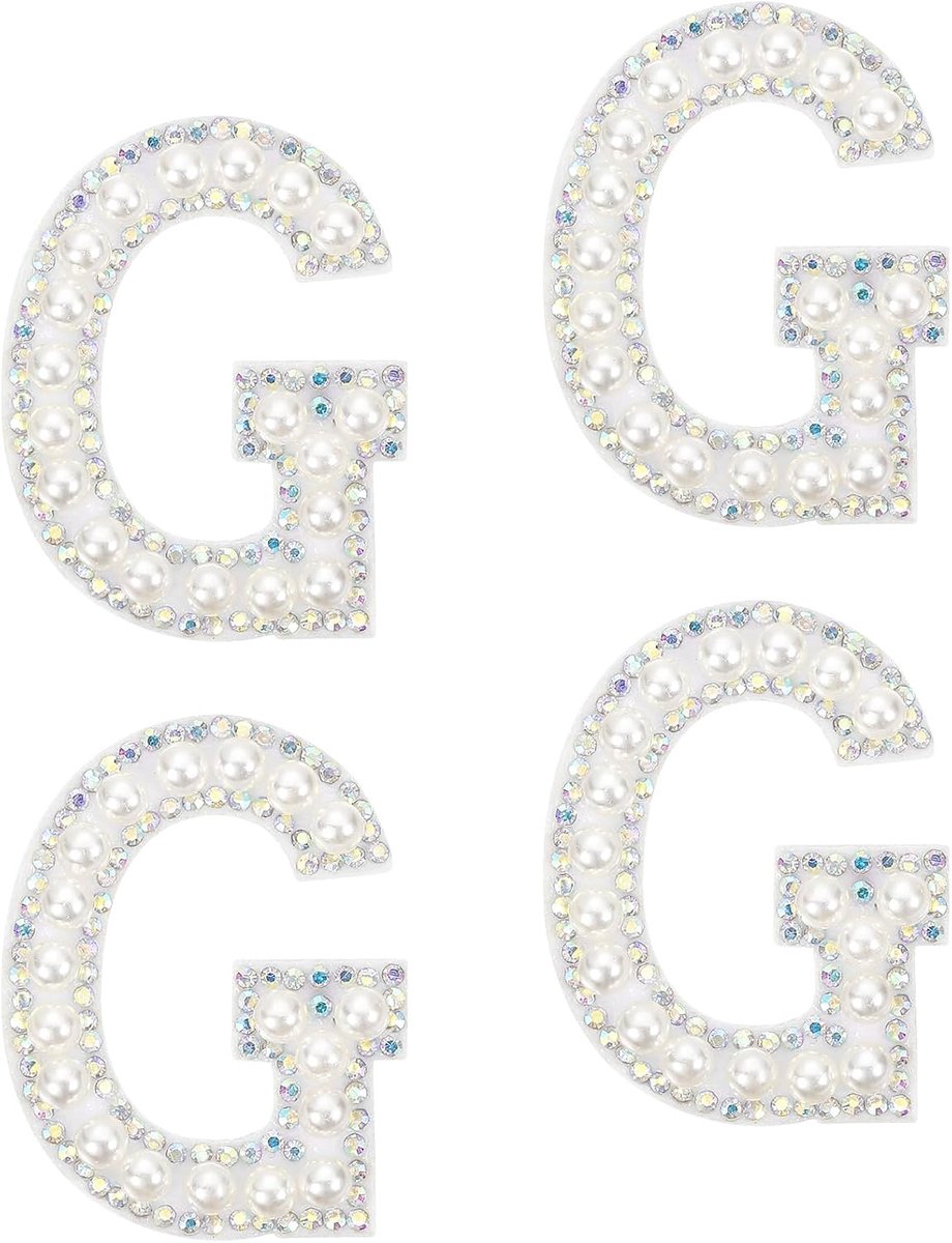 10 stuks letters van ijzer om op te strijken, patch letter G, applicatie, alfabet kralen, strass, Engelse letters, patches voor kleding, hoed, tas, doe-het-zelf, wit