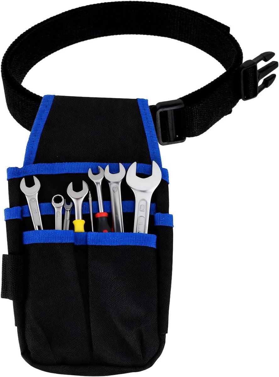 Dailygoods - Gereedschapsriem - Werkriemtas - Duurzaam en lichtgewicht - Blauwe rand - Kleine gereedschapstas - Ideaal voor timmerman en elektricien