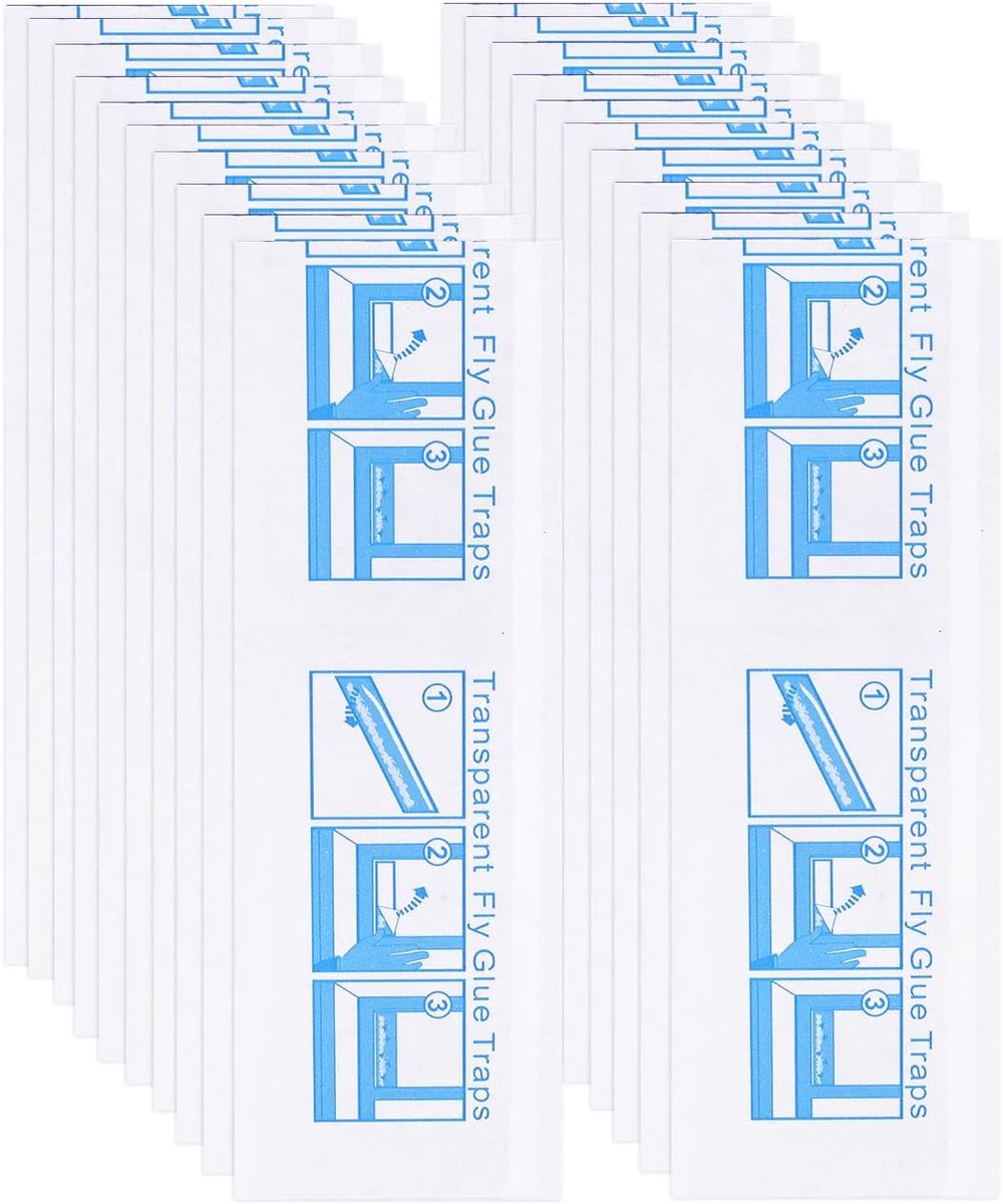 20st Fly Catcher Sticky Strip, Vliegenvanger Sticker Clear Fly Paper Strip Window Fly Trap Stickers voor Windows Home School Restaurant Fruit Shop Farm