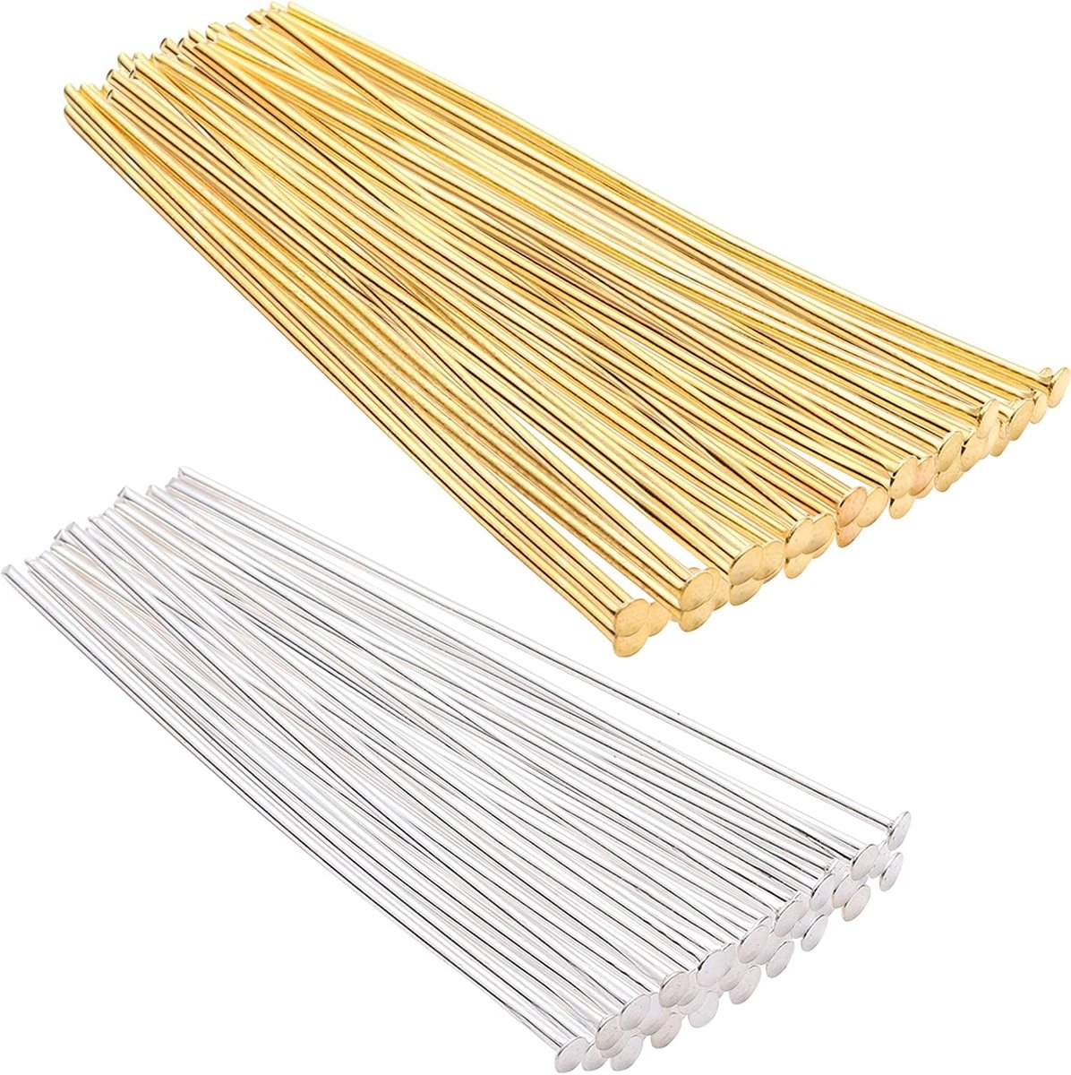 1200 Stuks Naalden Voor Oorbellen en Sieraden Maken - Head Pins en Platte Koppennen - Accessoires Voor DIY Sieraden (2 Kleuren, 3 Maten)