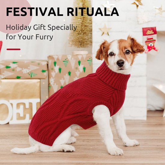 Hondentrui voor kleine honden, warm en comfortabel, stretch kattentrui, chihuahua, Yorkshire terriër, dwergpoedel (rood, XS) — afbeelding 5