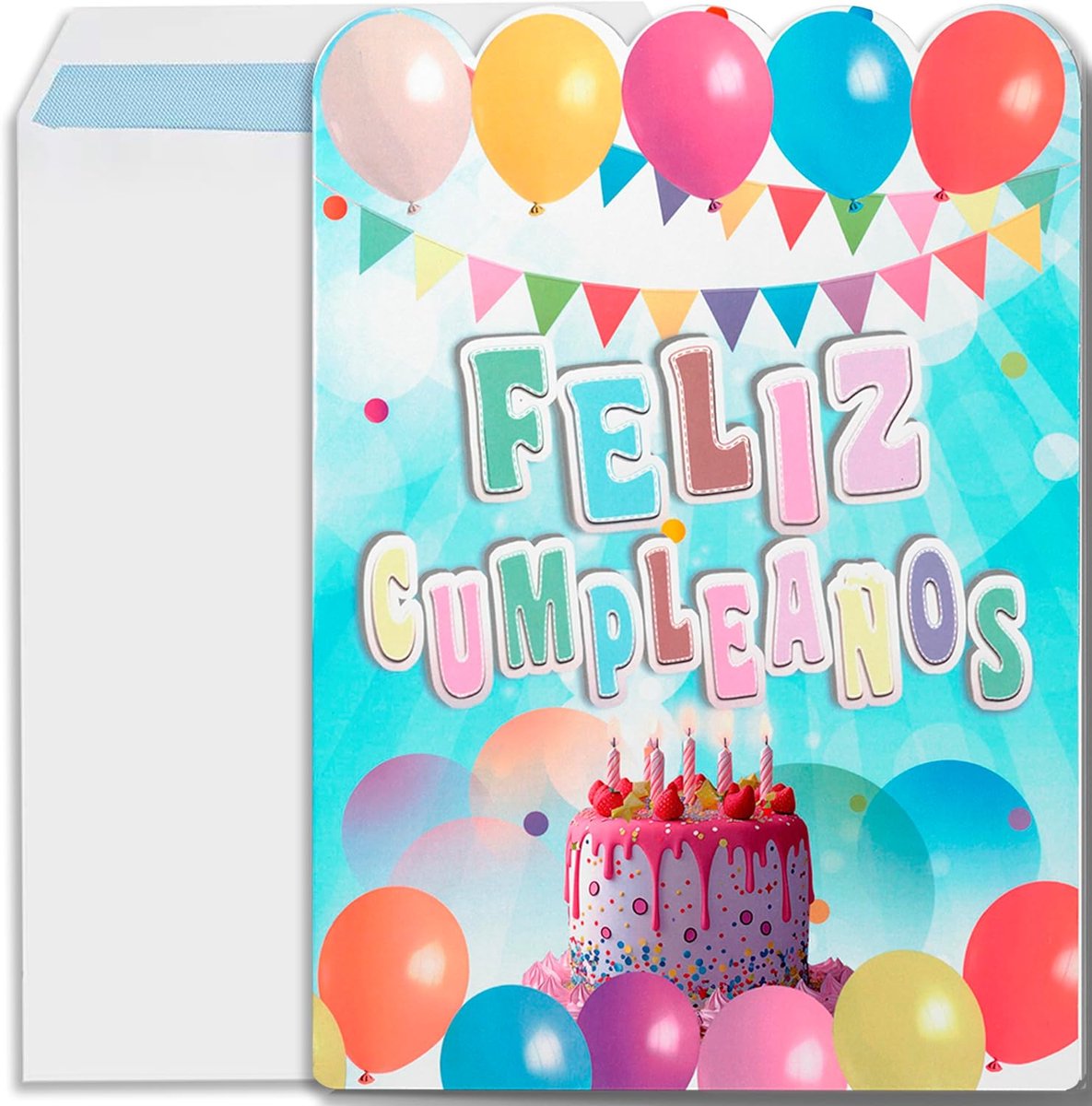 Wenskaart voor verjaardag, 44 x 31 cm, ansichtkaart, Happy Birthday, origineel verjaardagscadeau voor dames, heren, vriendin (komt overeen met taart 1)