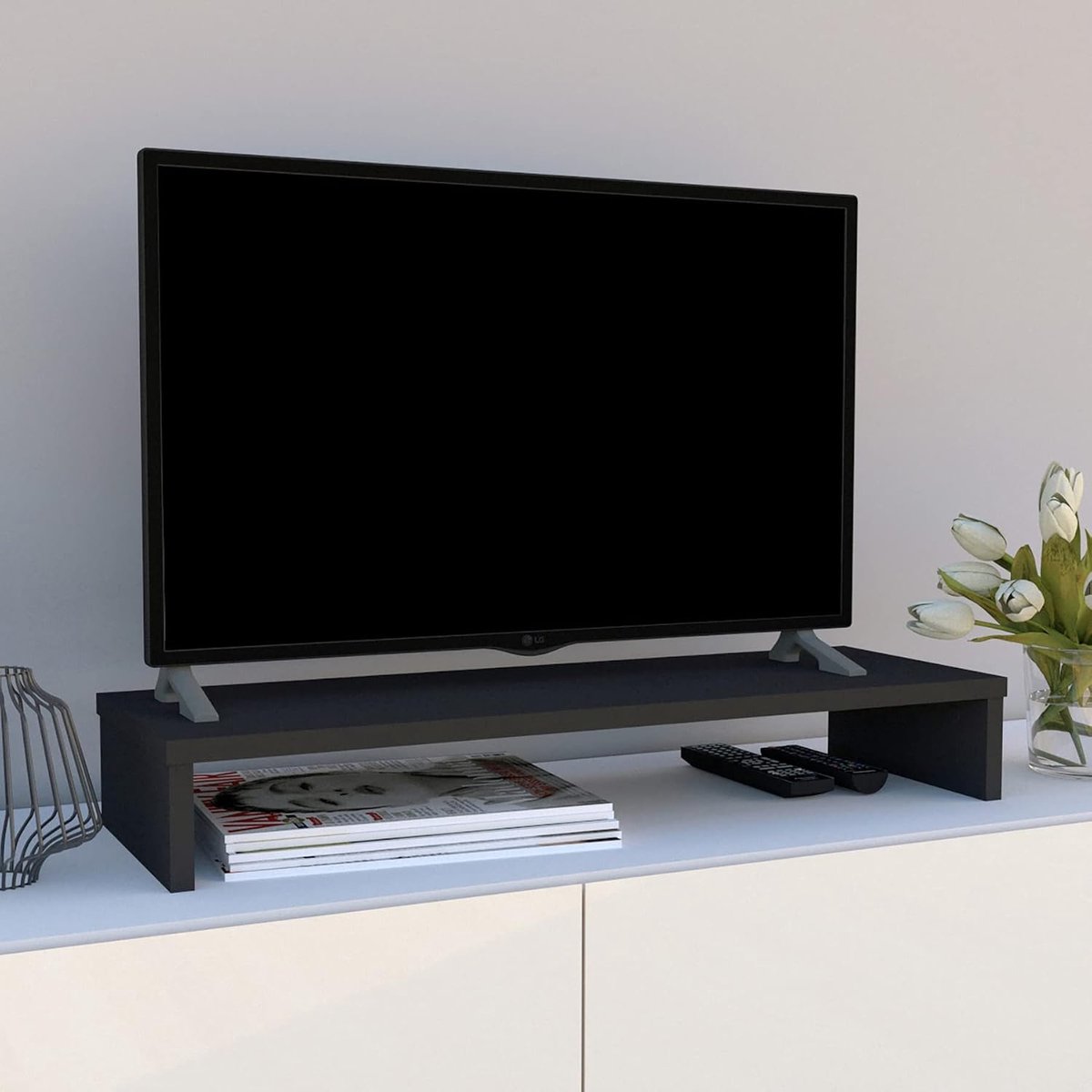 TV-/monitorstandaard 82x26.5x12 cm Draagt tot 50 kg Grafiet