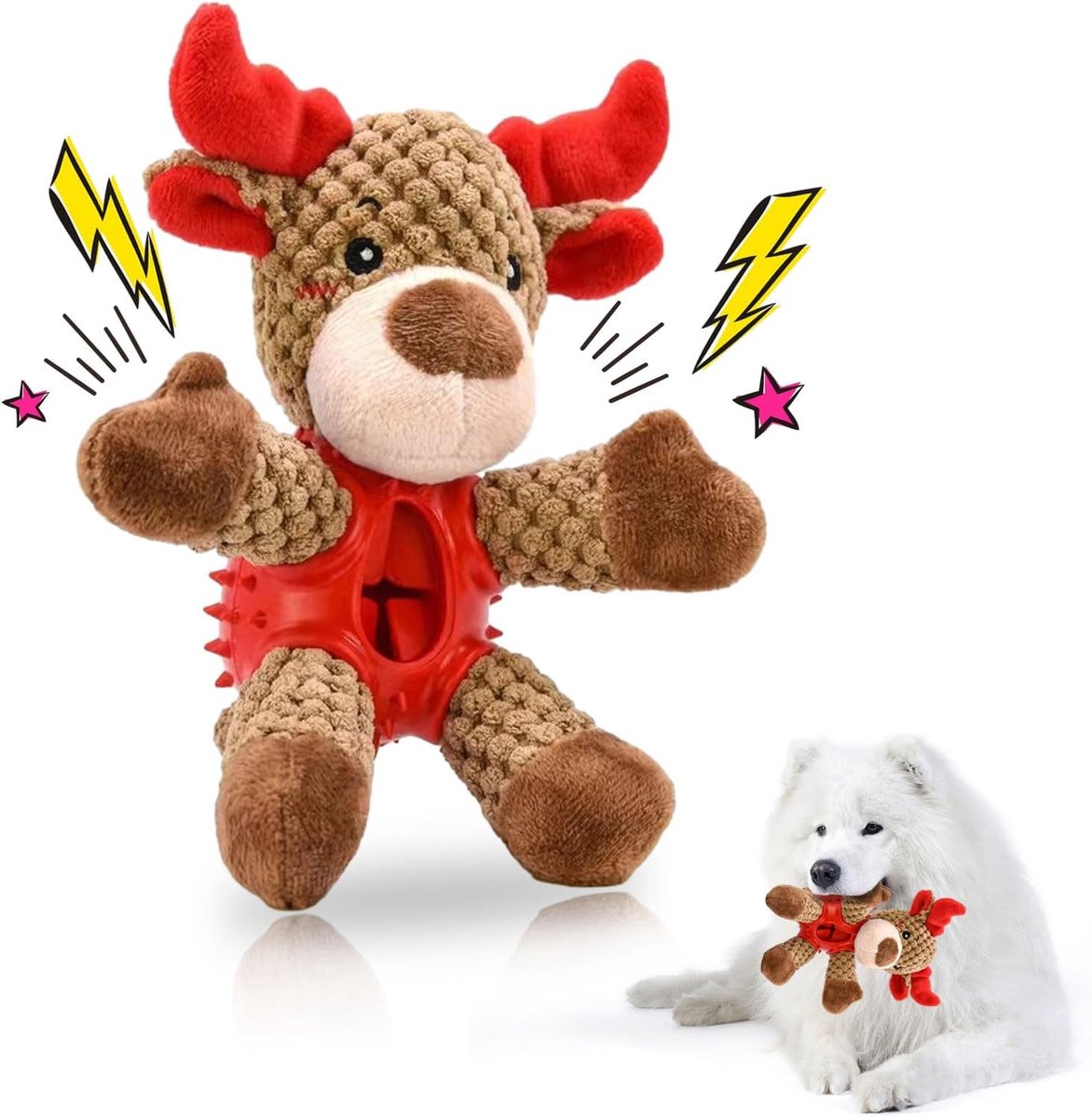 Kerstspeelgoed voor honden, hondenspeelgoed, speelgoed met geluiden, interactief speelgoed voor kleine en middelgrote honden