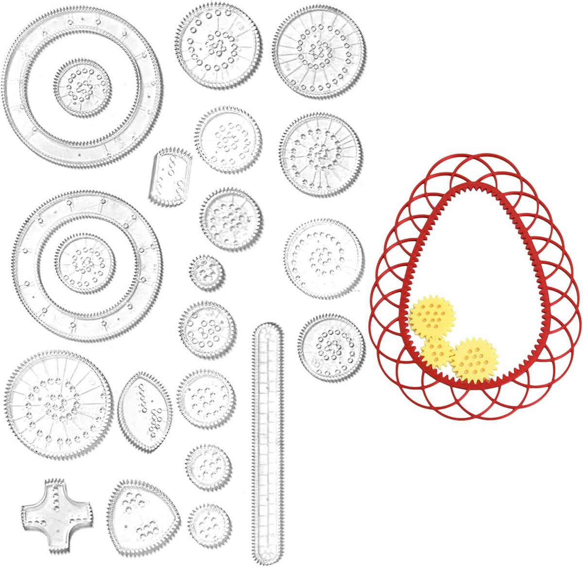 Dailygoods- Spirograaf 26-delige Set - Creatief Tekenmateriaal - Kunststof - Geometrische Spiraal - Mandala's - Niet-giftig en Glad